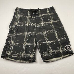 Volcom Board Shorts Men’s Size 32 Black Gray Surf Beach Summer Swim Trunks